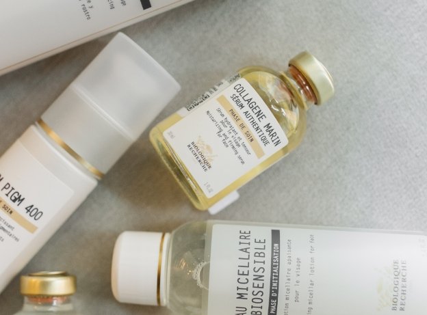 Bottles of products from Biologique Recherche